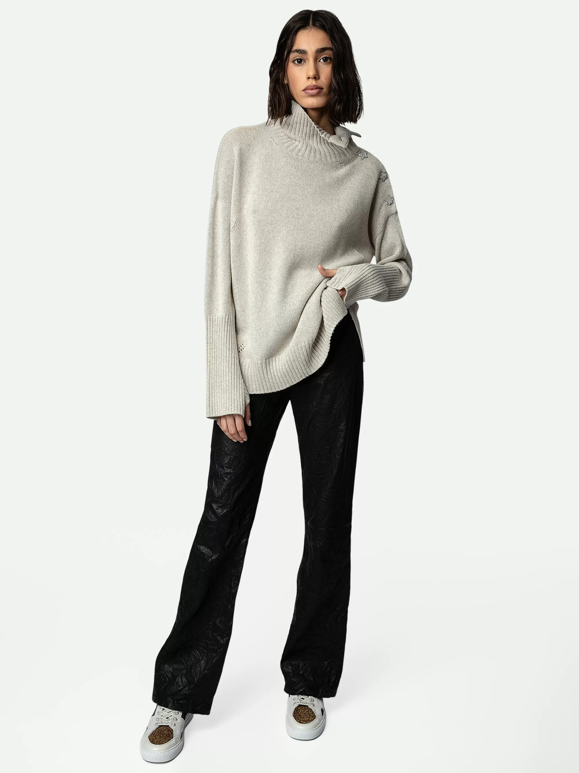 Shop New In | Zadig&Voltaire Alma Jewelled Cashmere Sweater Mastic