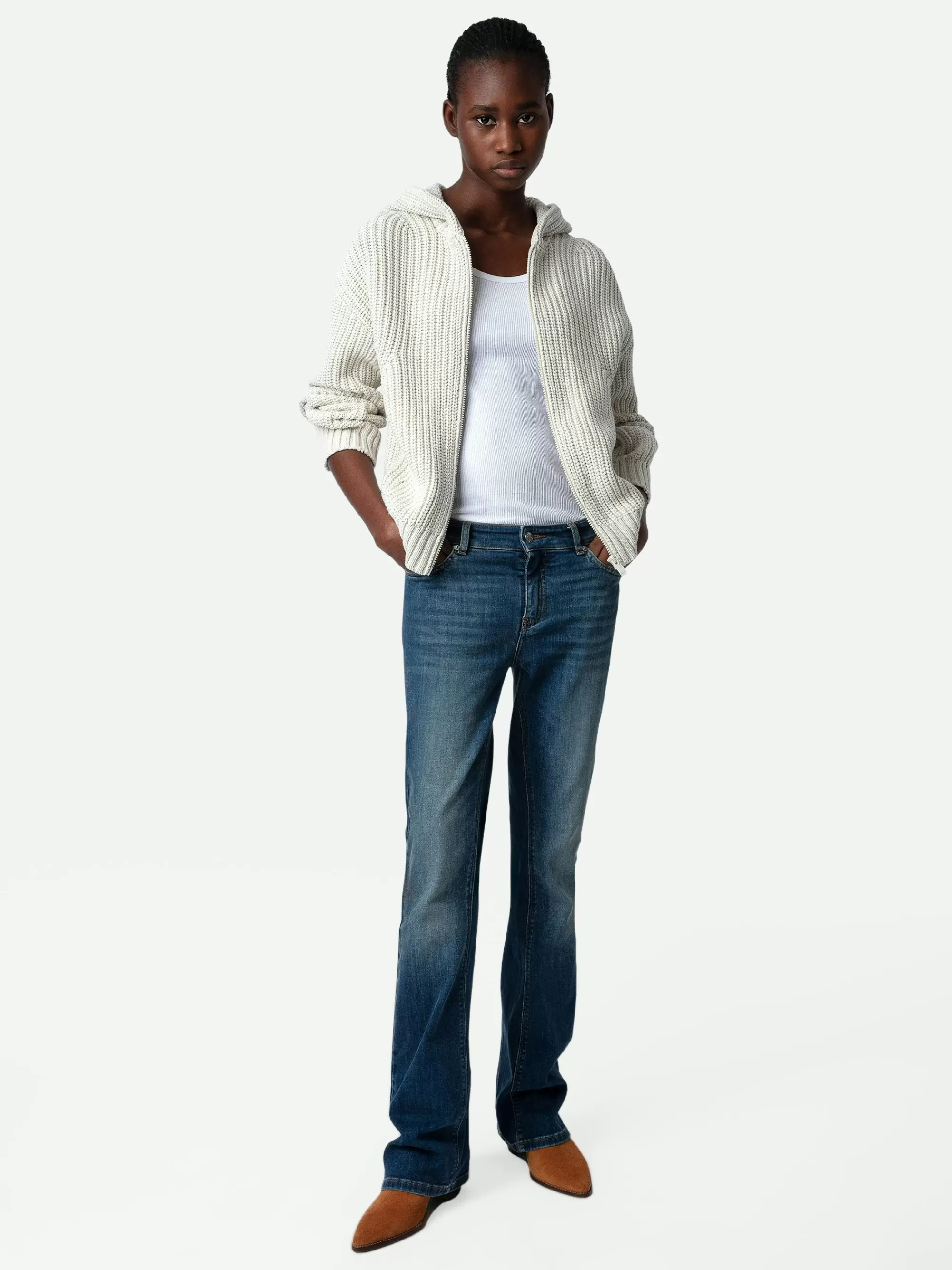 Sweaters & Cardigans | Spring/Summer 2024 | Zadig&Voltaire Anya Rainbow Cardigan Ecru
