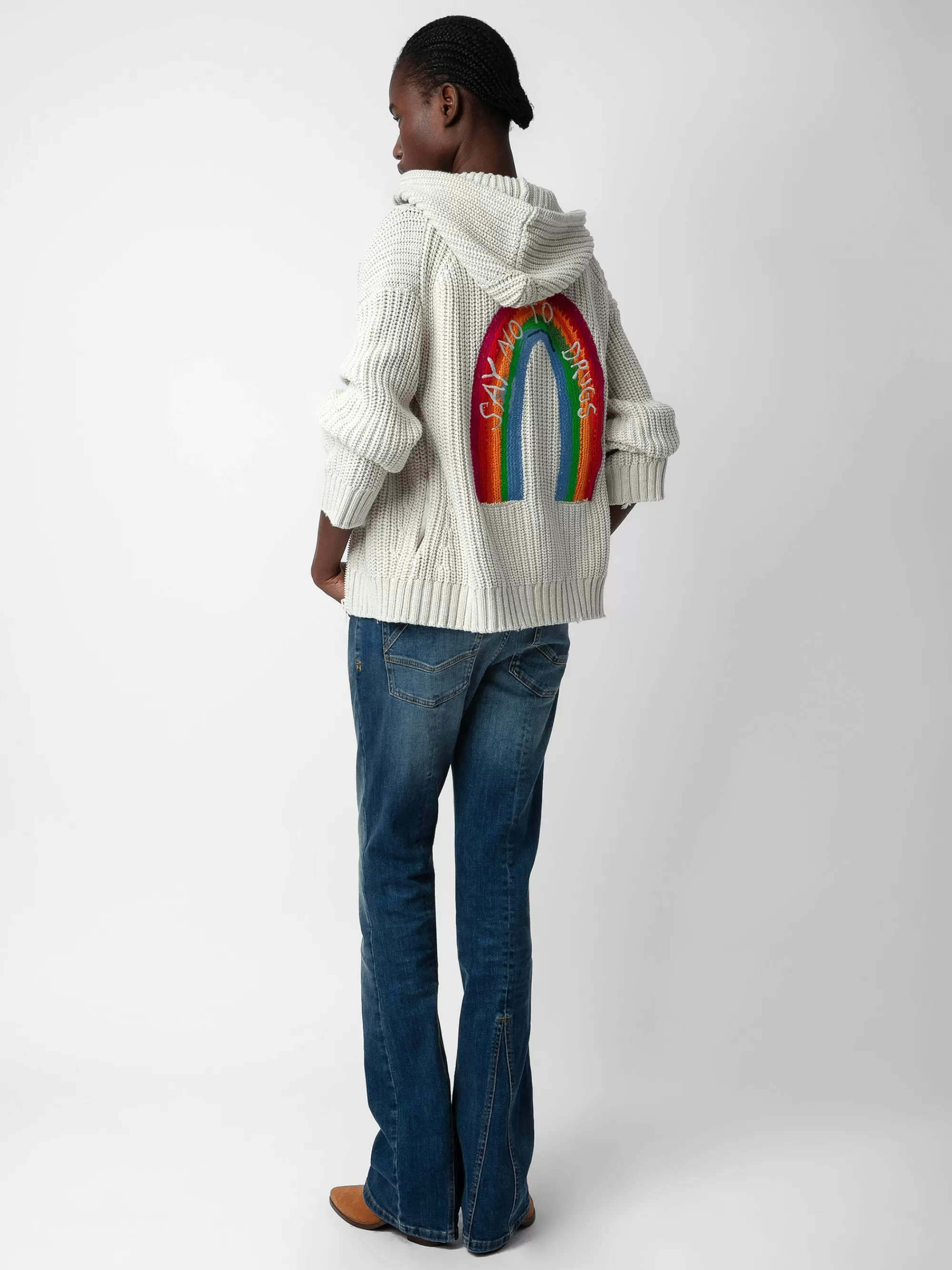 Sweaters & Cardigans | Spring/Summer 2024 | Zadig&Voltaire Anya Rainbow Cardigan Ecru