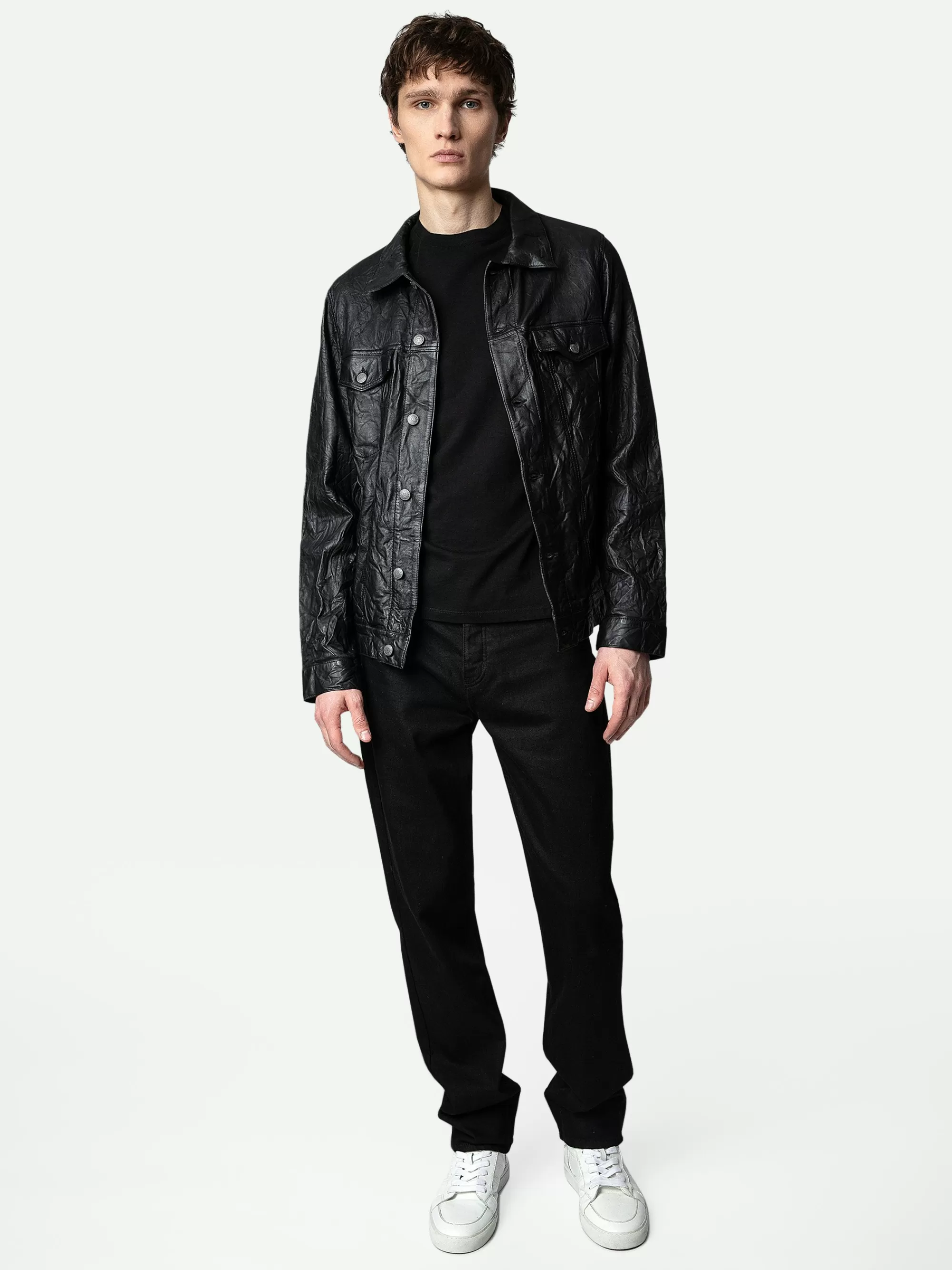 Jackets & Coats | Leather | Zadig&Voltaire Base Crinkled Leather Jacket Black