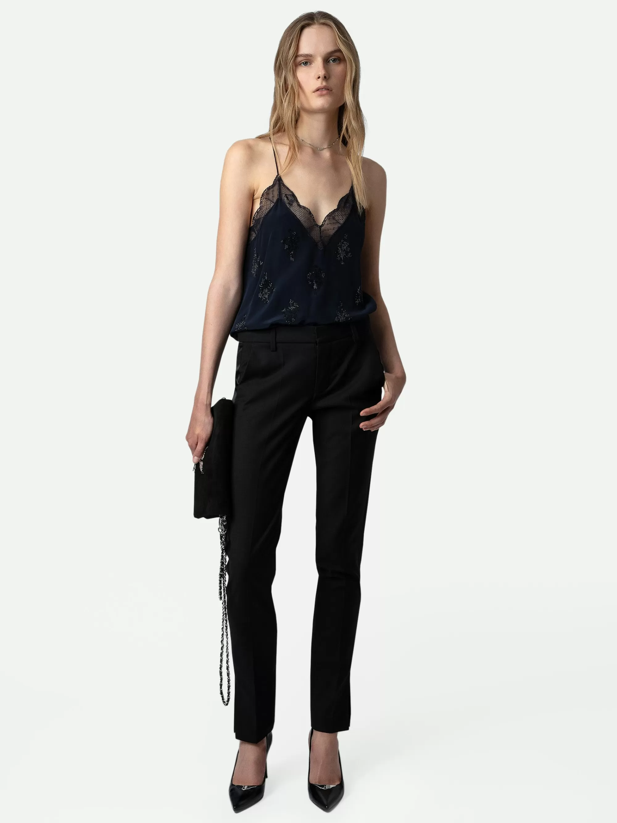 Tops & Shirts | Embellishment | Zadig&Voltaire Christy Diamanté Silk Camisole Encre