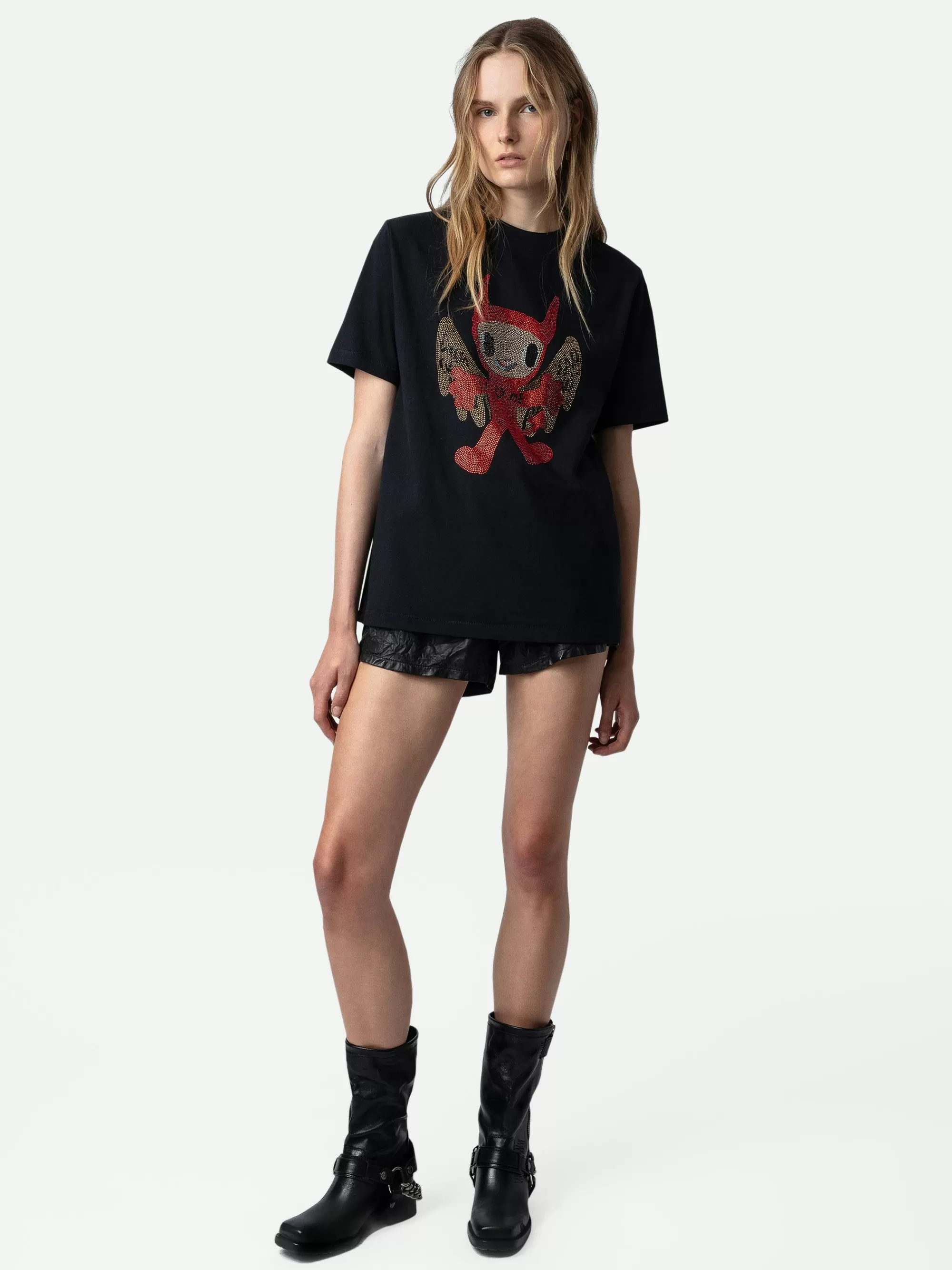 T-Shirts | Embellishment | Zadig&Voltaire Edwin Devil Diamanté T-shirt Black