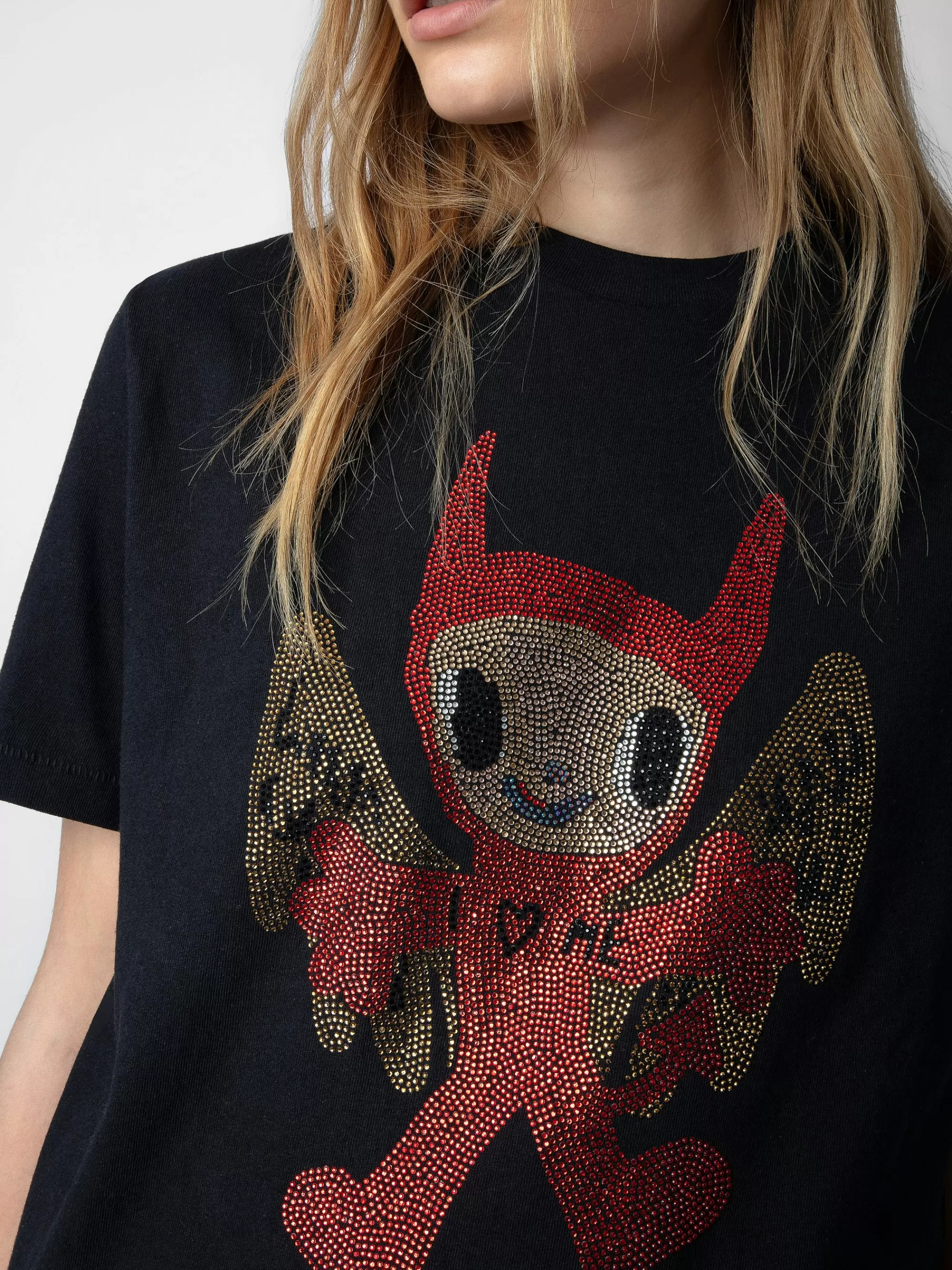 T-Shirts | Embellishment | Zadig&Voltaire Edwin Devil Diamanté T-shirt Black