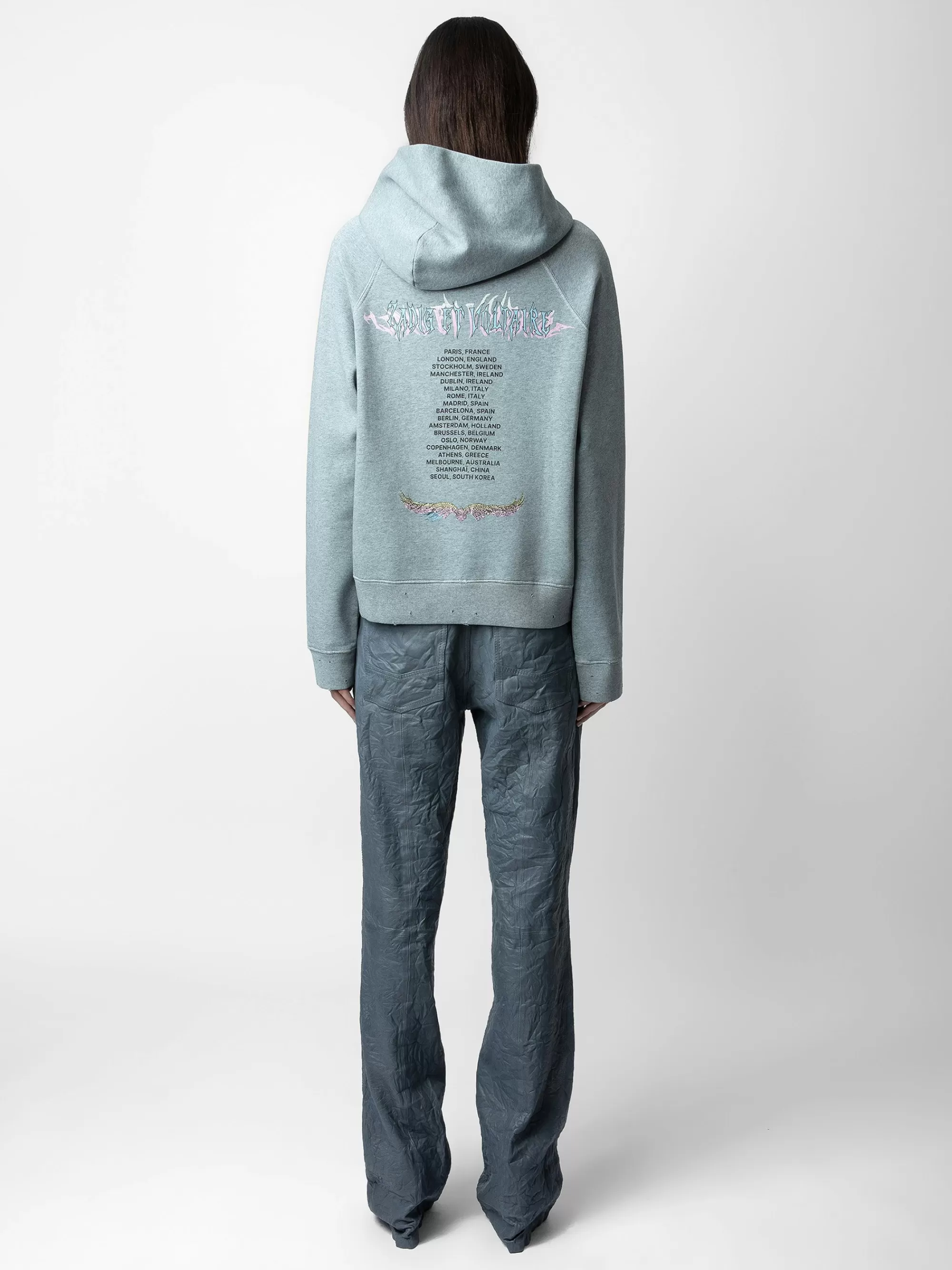 Embellishment | Sweatshirts | Zadig&Voltaire Georgy Concert Diamanté Hoodie Glacier