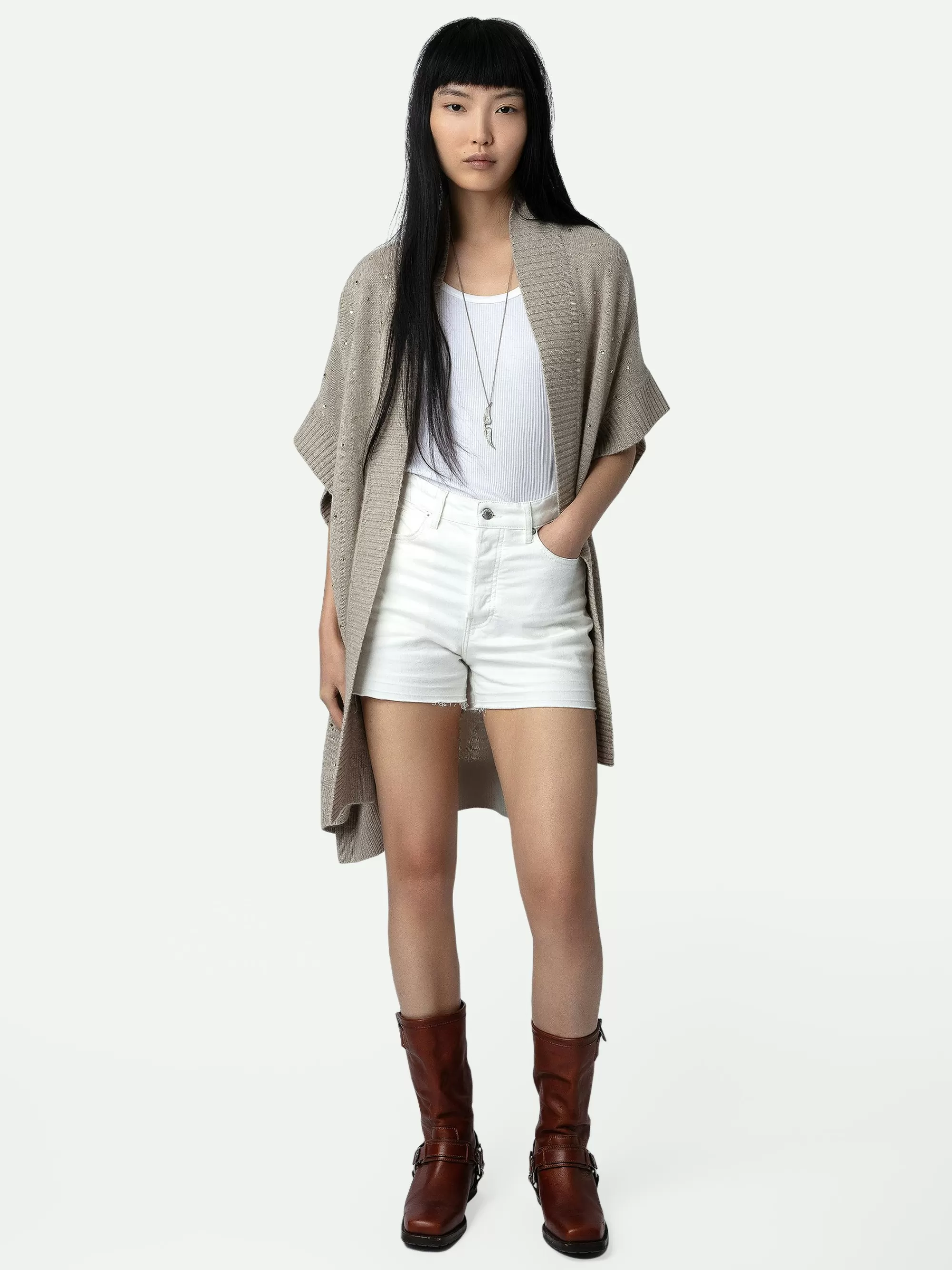 Sweaters & Cardigans | Cashmere | Zadig&Voltaire Indiany Cashmere Gilet Light beige