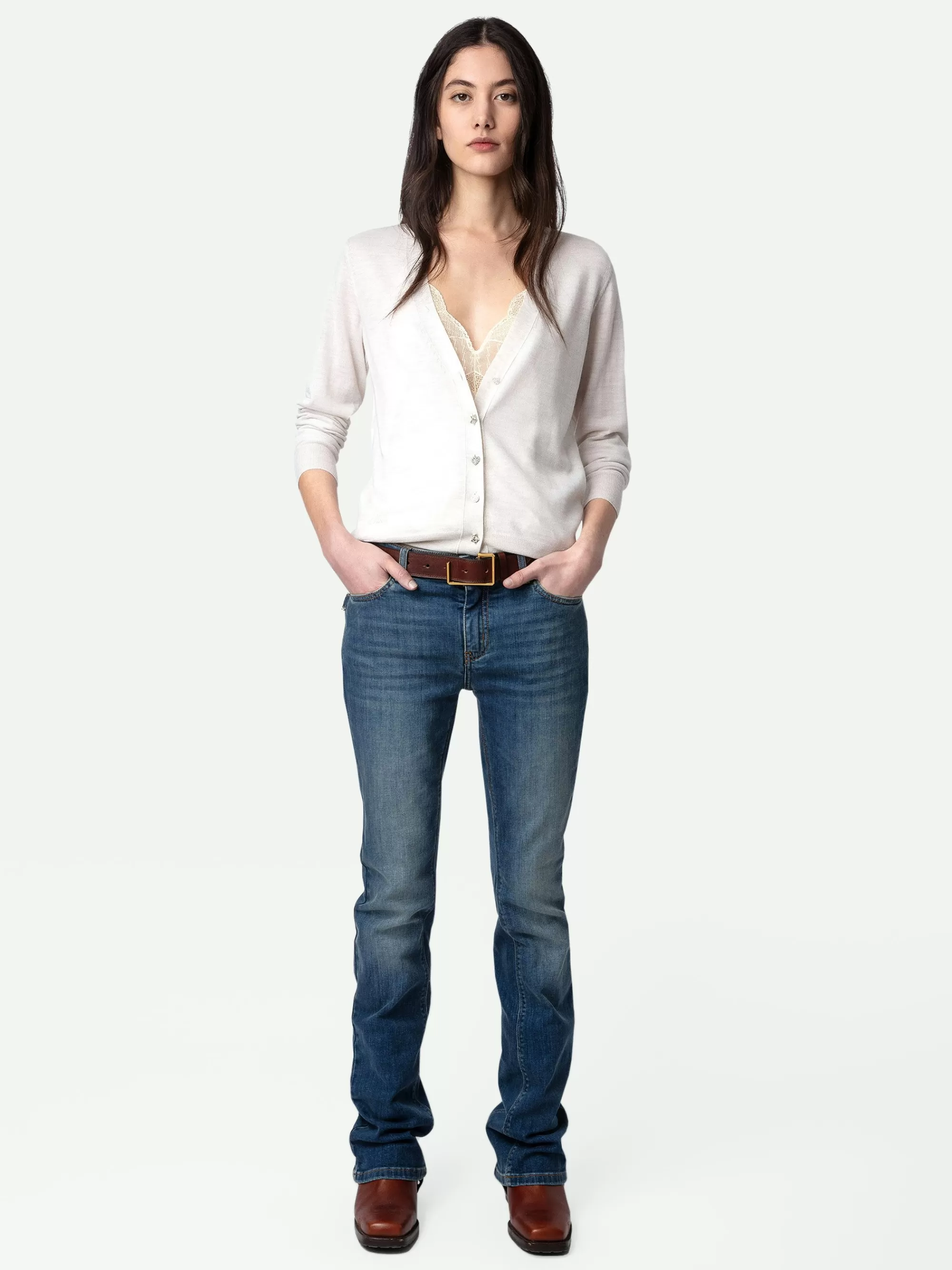 Sweaters & Cardigans | Embellishment | Zadig&Voltaire Jemmy Jewel Cardigan Neige