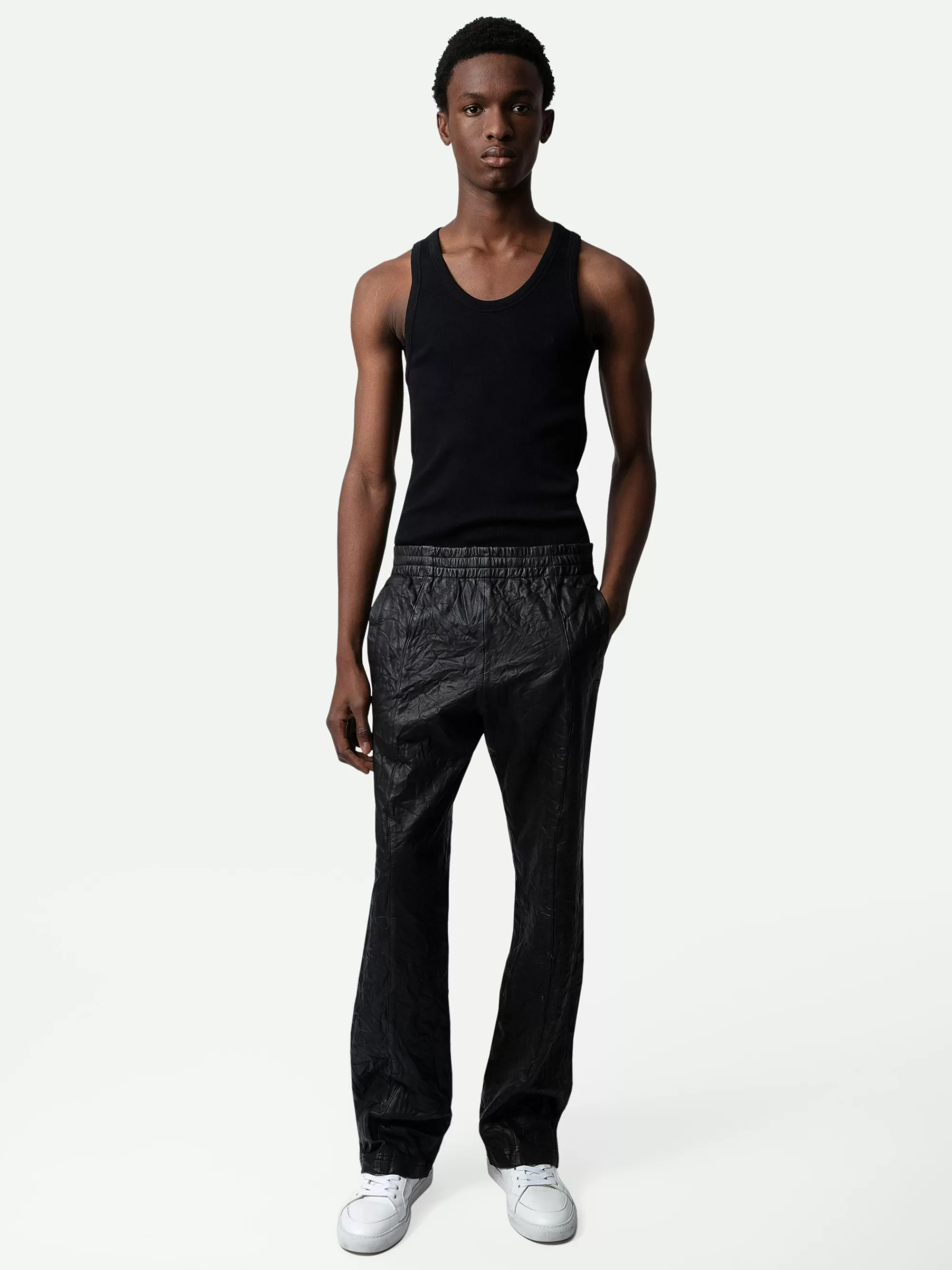 Spring/Summer 2024 | Unisex | Zadig&Voltaire Pacha Crinkled Leather Pants Black