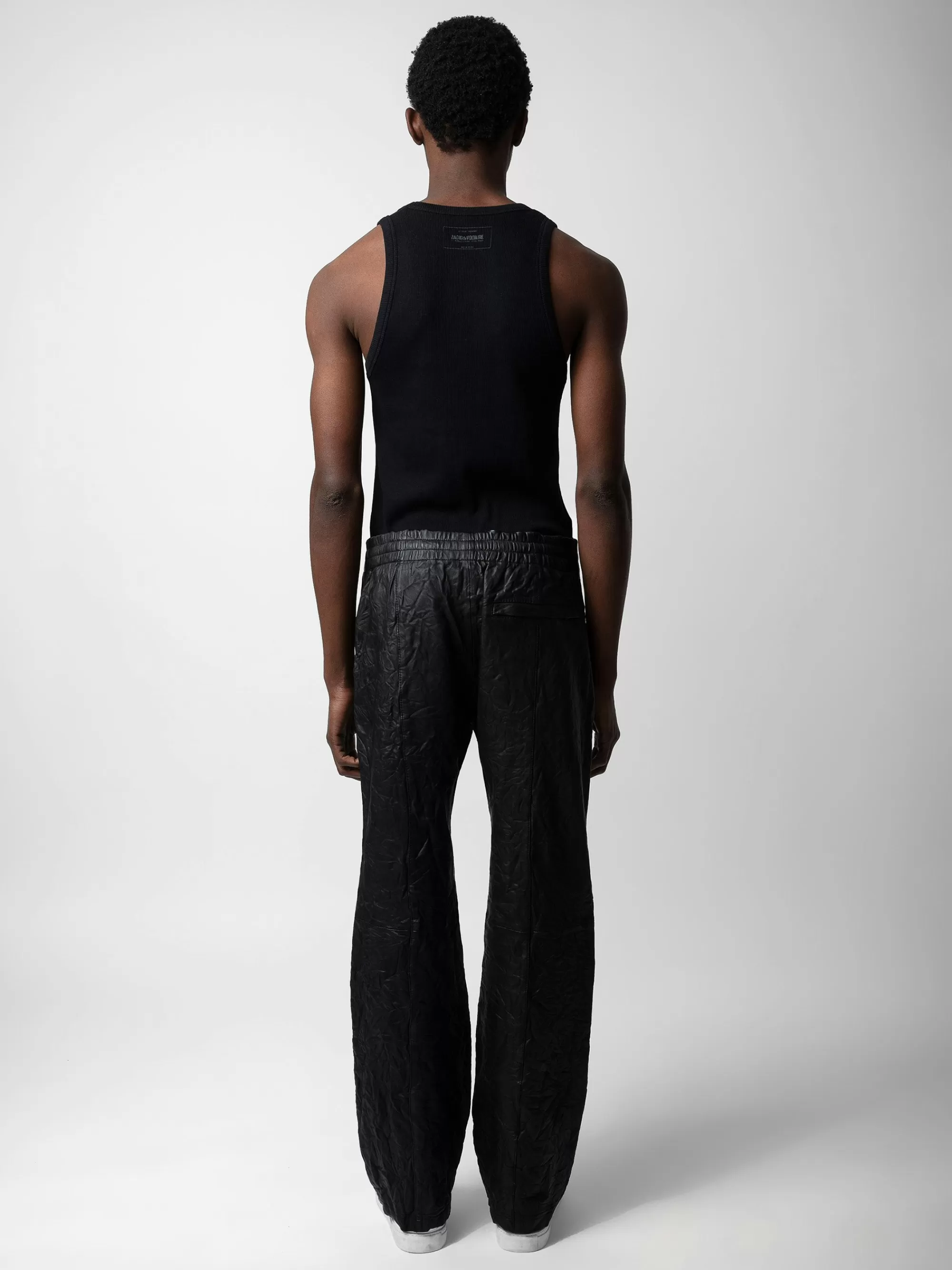 Spring/Summer 2024 | Unisex | Zadig&Voltaire Pacha Crinkled Leather Pants Black