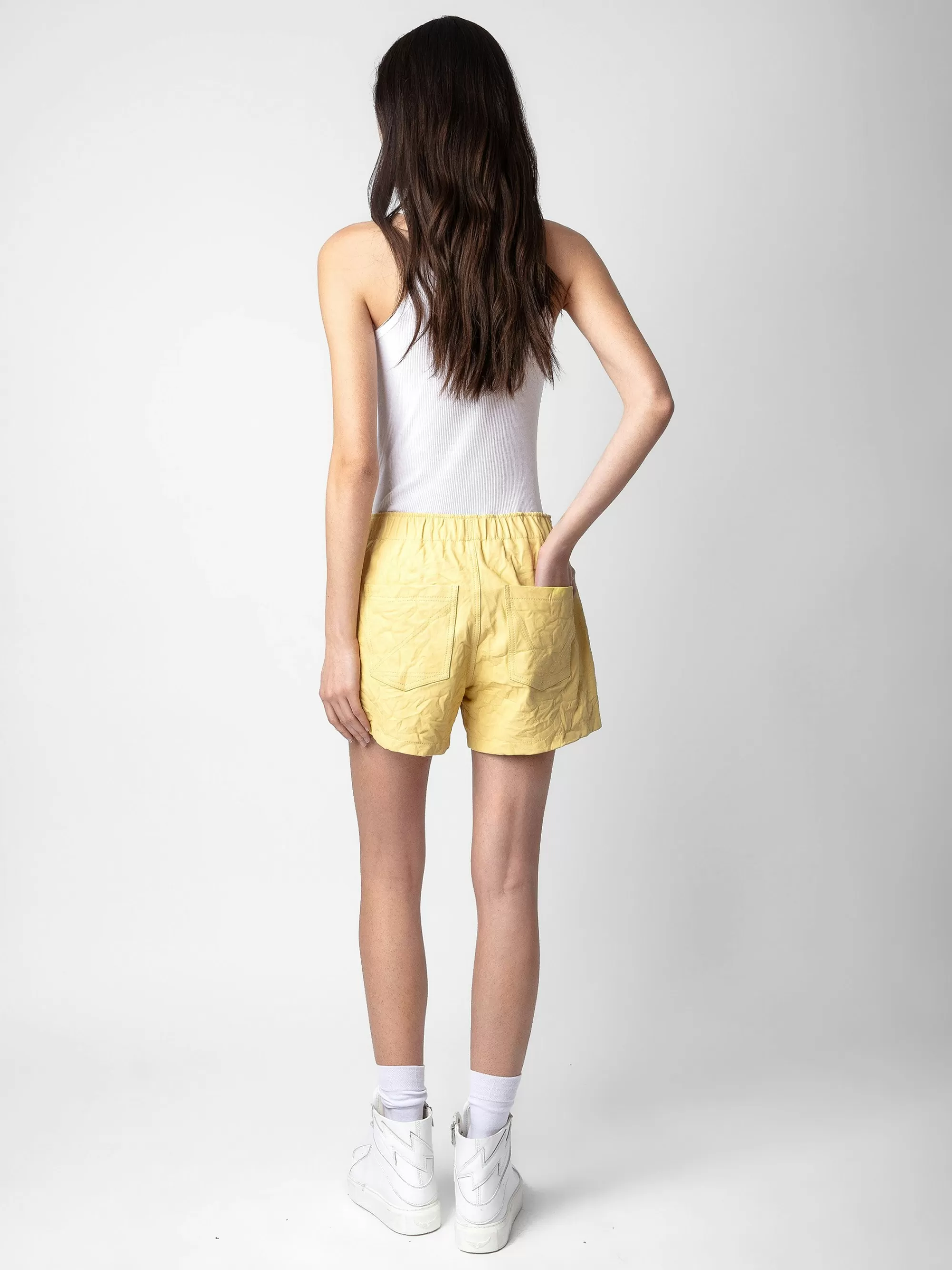 Leather | Leather Your Way | Zadig&Voltaire Pax Crinkled Leather Shorts Shea
