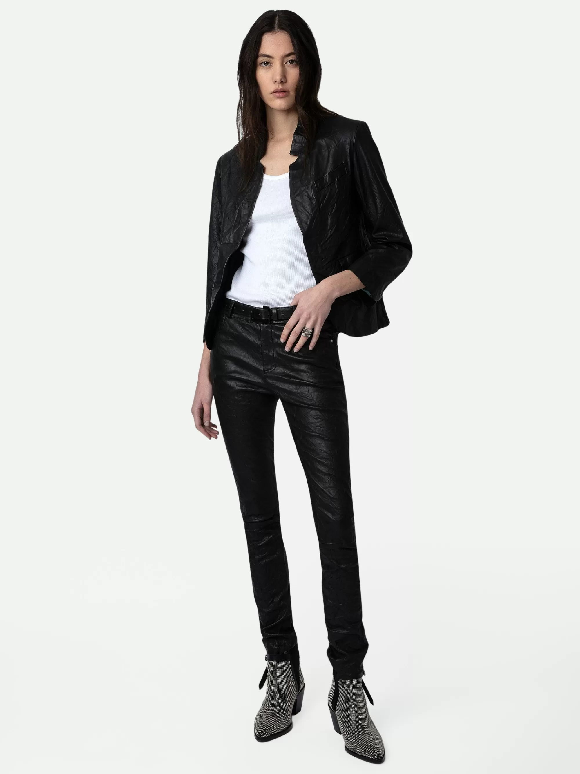 Leather | Leather Your Way | Zadig&Voltaire Phlame Crinkled Leather Pants Black