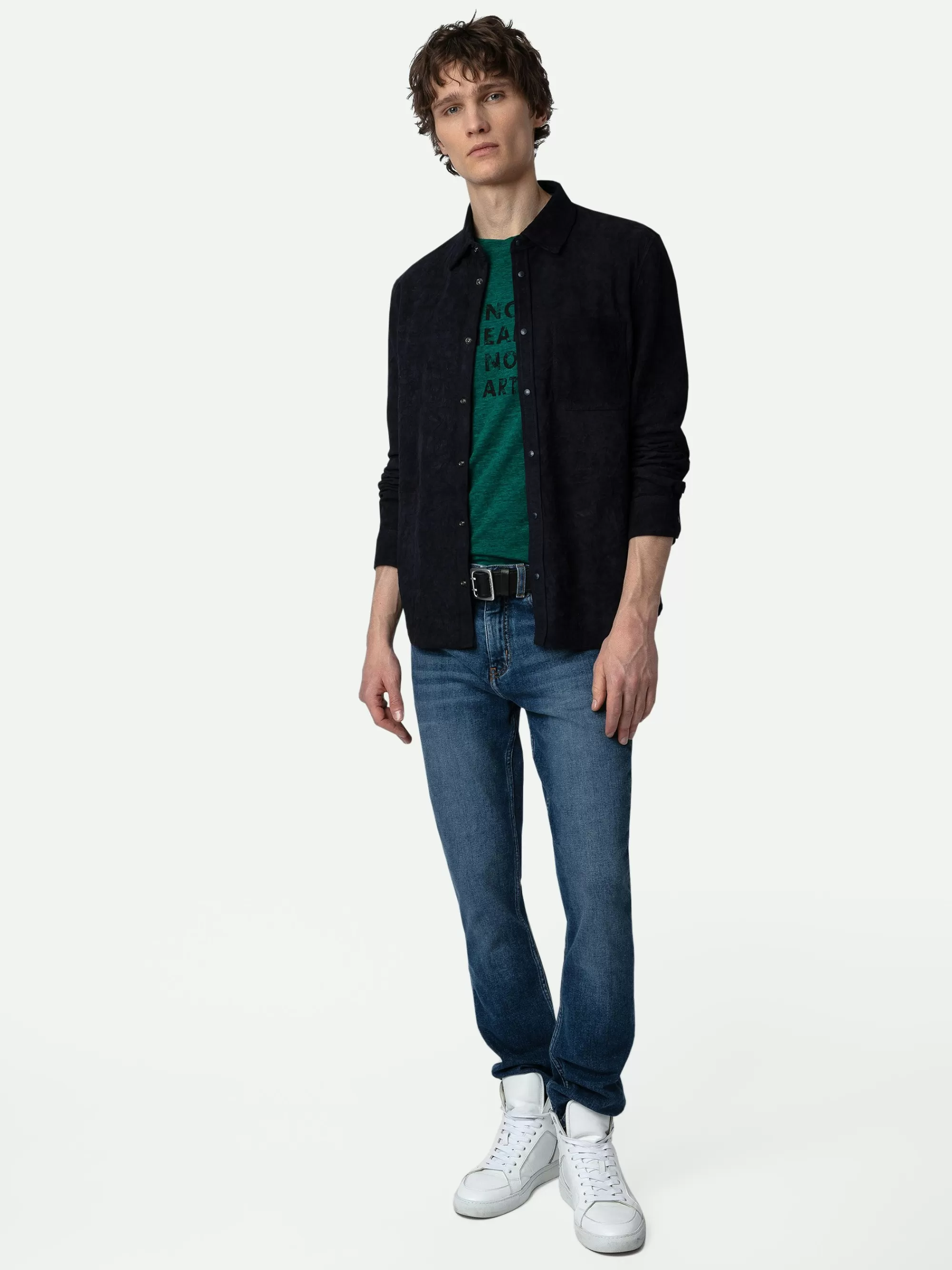 Spring/Summer 2024 | Shirts | Zadig&Voltaire Serge Suede Shirt Encre