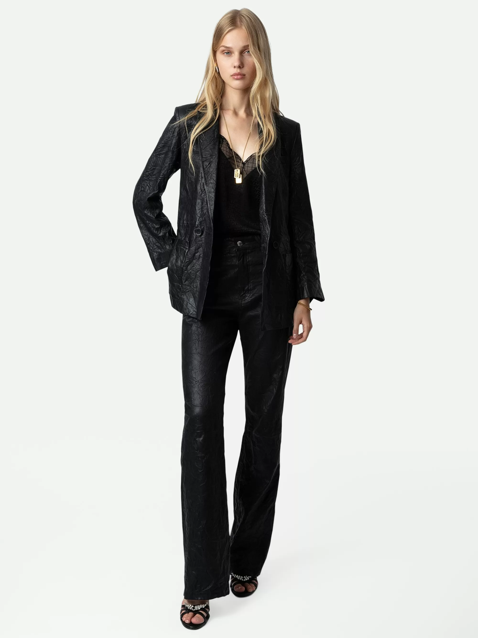 Shop New In | Zadig&Voltaire Visco Crinkled Leather Jacket Black