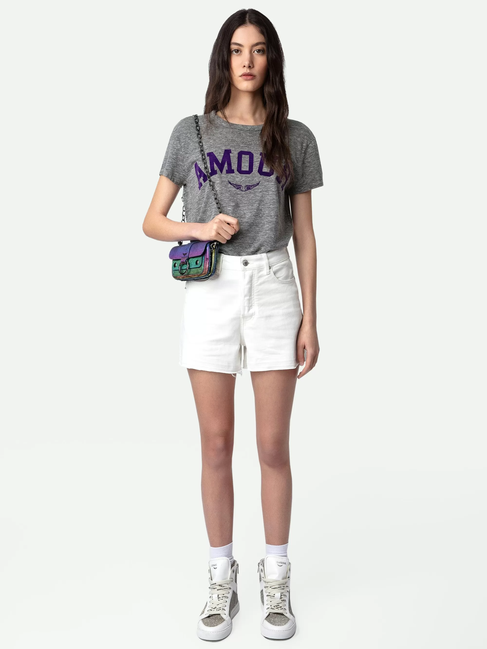 T-Shirts | Spring/Summer 2024 | Zadig&Voltaire Walk Amour T-shirt Gris chine