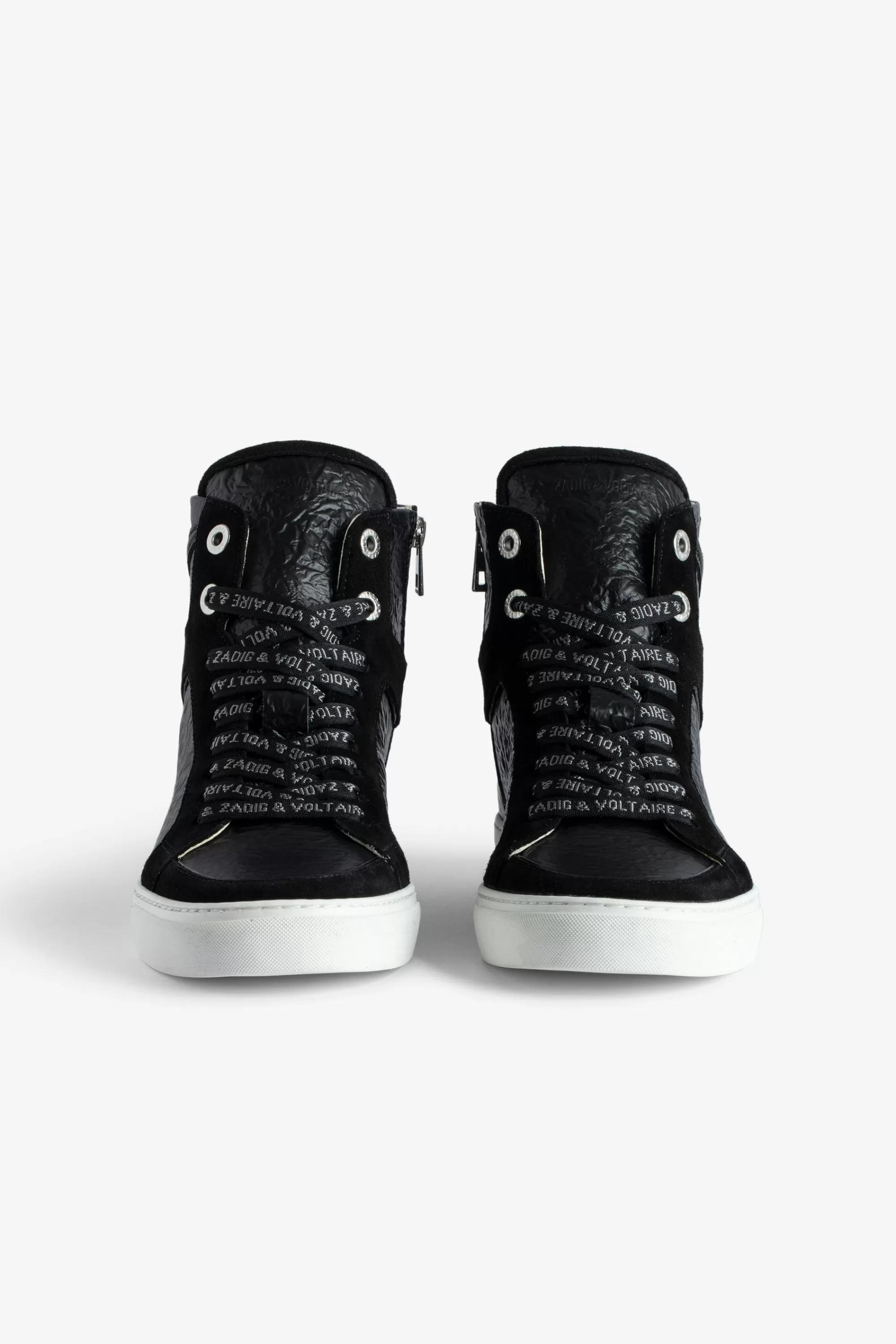 Sneakers | Sneakers | Zadig&Voltaire ZV1747 High Flash High-Top Crinkled Sneakers Black